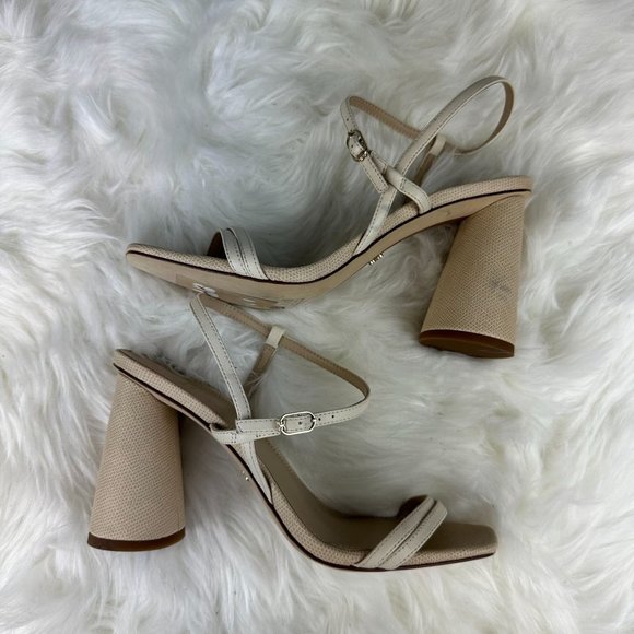Sam Edelman Kit Block Heel Sandals in Beige Leather - Picture 3 of 7